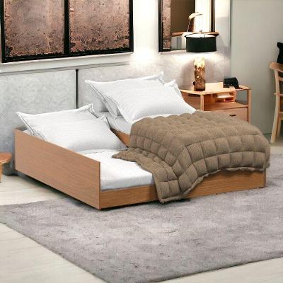 Cama Bibox Solteiro Matrix com Cama Auxiliar MDF-MDP Marrom Tebarrot Móveis