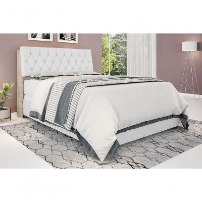 Cabeceira Casal Isis Painel MDF Capitonê Amarula e Branco Framar