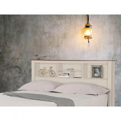 Cabeceira Casal Havana com Nichos MDF Off White Tebarrot Móveis