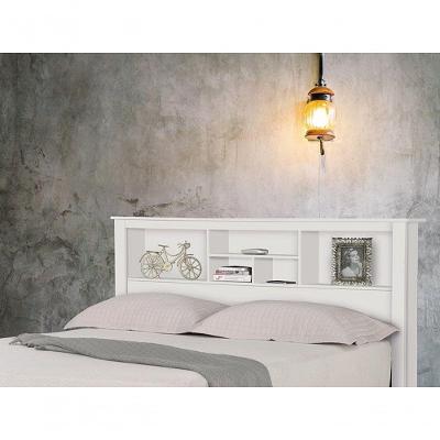 Cabeceira Casal Havana 1,40 com Nichos MDF-MDP Branco Tebarrot Móveis