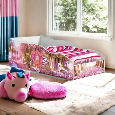 Cama Infantil Racer Solteiro Carrossel MDF Rosa Gabrielli Móveis