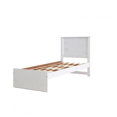 Cama Solteiro Barcelona com Auxiliar MDF-MDP Branco e Preto Tebarrot