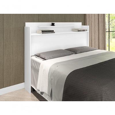 Cabeceira Casal Thayna Prateleira Fixa MDP Branco Framar Móveis