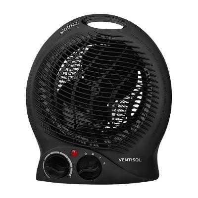 Aquecedor Elétrico Portátil 3 em 1 Compacto Preto Ventisol 110V