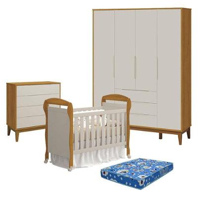 Quarto de Bebê Elfe Classic Danny 4 Portas 4 Gavetas MDF Amadeirado Reller