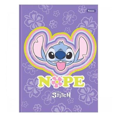 Caderno Colegial Brochura Foroni Stitch Nope 160 Folhas Decoradas