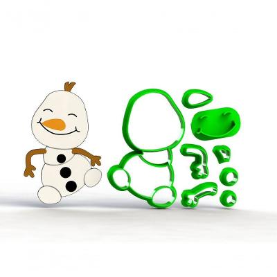 Cortador Frozen Olaf Cute Modular Plástico PLA 8CM HB Formas e Cortadores