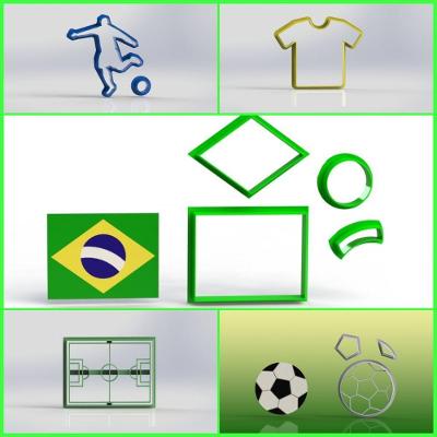 Kit Cortador Futebol 5 Modelos 4CM Plástico PLA HB Formas e Cortadores