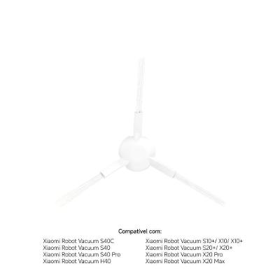 Kit 2 Escovas Laterais Xiaomi Robô Aspirador Série S40 e H40 Branco