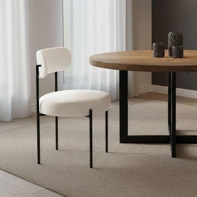 Cadeira de Jantar Margara Estrutura em MDF Estofada em Bouclê Off White D'Rossi