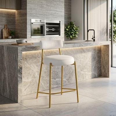 Banqueta Alta Londres PU com Encosto Industrial Branco D'Rossi