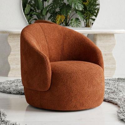 Poltrona Saara Giratória Orgânica Bouclê Terracota Sala de Estar Desk Design