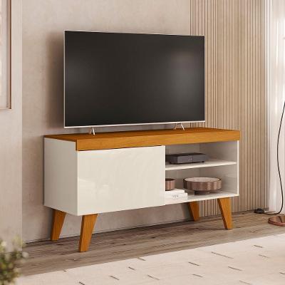 Rack Doca para TV 43" 108CM MDP Cinamomo e Off White Madetec Móveis