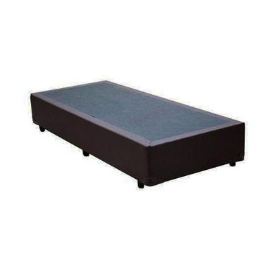 Cama Box Solteiro Base Simples Madeira Revestimento Sintético Marrom Colchão dos Sonhos