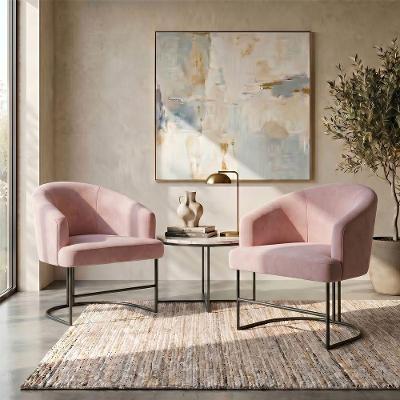 Kit 2 Poltronas Decorativas Chiara Base de Aço Rosê Mobília Decor