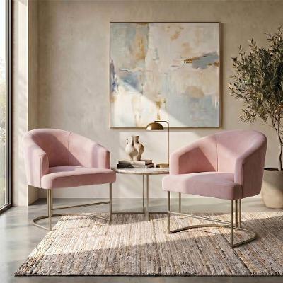 Kit 2 Poltronas Decorativas Chiara Base de Aço Rosê Mobília Decor