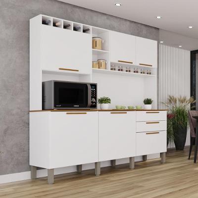 Armário de Cozinha Florença 6 Portas 2 Gavetas MDF 165CM Branco