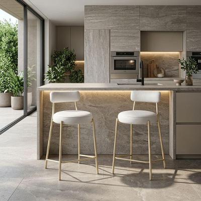 Kit 2 Banquetas Altas Londres PU Base Fixa com Encosto Branco D'Rossi