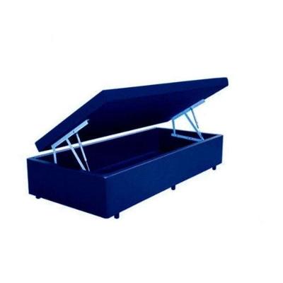 Cama Box Baú Solteiro Suede Azul em Madeira Colchão dos Sonhos
