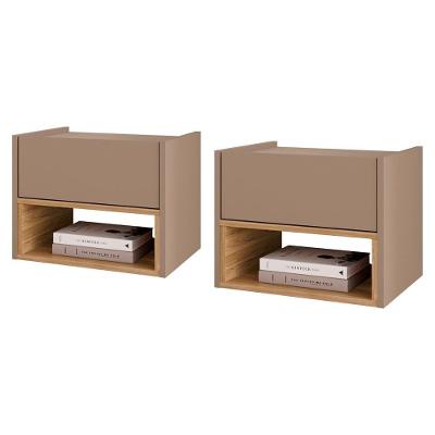 Kit 2 Mesas de Cabeceira Suspensa Florença 1 Gaveta MDF Fendi
