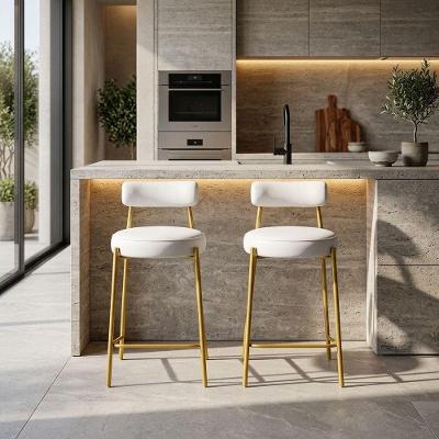Kit 2 Banquetas Londres PU com Encosto Industrial Branco D'Rossi