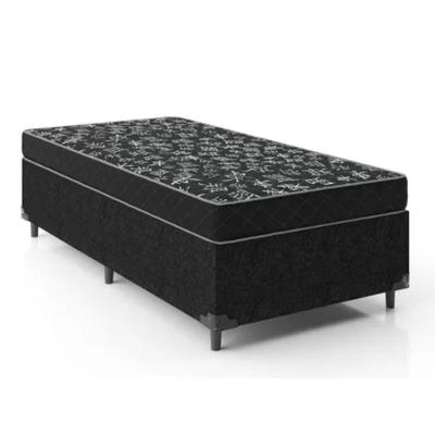 Cama Box Conjugada Solteiro Ortopédica Molas Bonnel Tecido Preto Colchão dos Sonhos