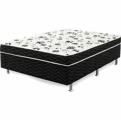 Cama Box Conjugada Casal Ortopillow Espuma Tecido Preto Colchão dos Sonhos