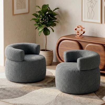 Kit 02 Poltronas Decorativas Kayce Bouclê Premium Cinza Escuro Desk Design