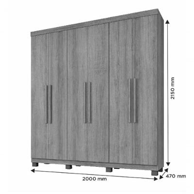Guarda Roupa Casal Milão 6 Portas de Bater 3 Gavetas MDP Cinamomo