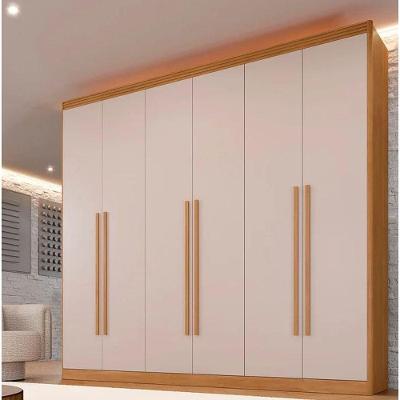 Guarda Roupa Casal Cancun 6 Portas de Bater MDP Cinamomo-Off White Benetil Móveis