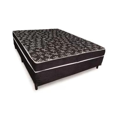 Cama Box Conjugada Casal Ortopédica Espuma Preto Colchão dos Sonhos