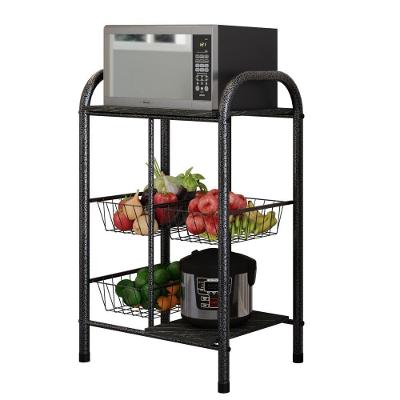 Fruteira Tamara 3 Cestos Metálicos 2 Prateleiras Pedra 66CM Prata