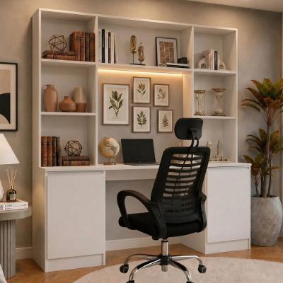 Escrivaninha com Estante Smart MP6075 2 Portas MDF 180CM Branco Multimóveis