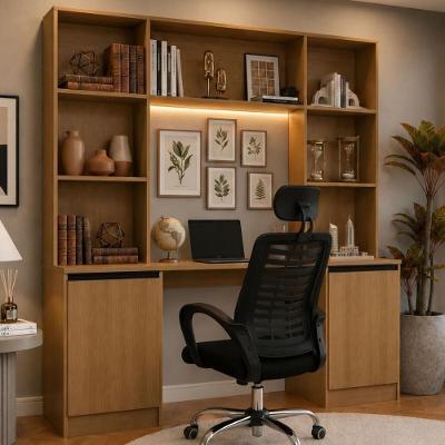 Escrivaninha com Estante Smart MP6075 2 Portas MDF 180CM Amadeirado Multimóveis