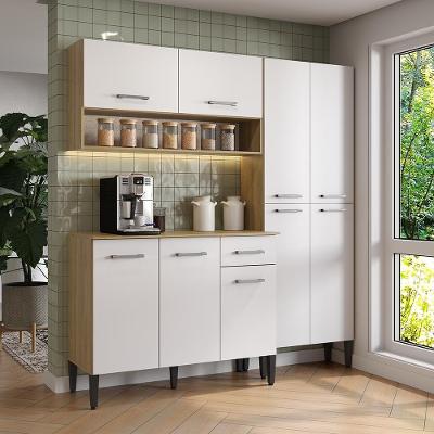 Cozinha Arizona Studio 9 Portas 1 Gaveta MDP 169CM Carvalho e Branco Carraro