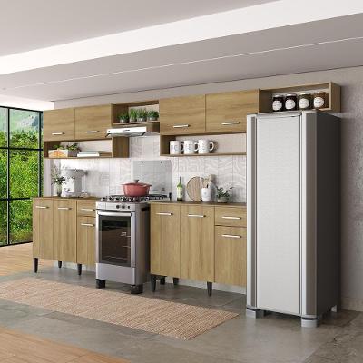 Cozinha Compacta Arizona Elite 10 Portas 2 Gavetas MDP 330CM Amadeirado