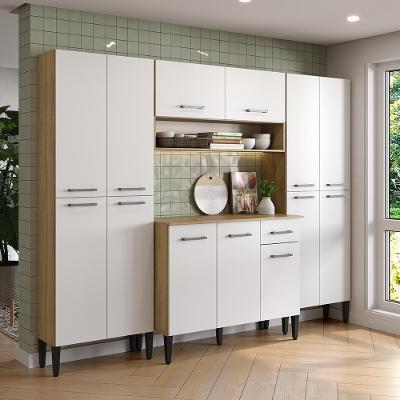 Cozinha Arizona Essential 13 Portas 1 Gaveta MDP 233CM Carvalho e Branco