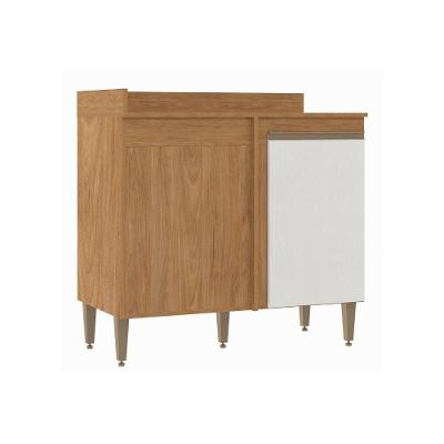 Balcão para Cooktop 2 Portas MDP 94CM Freijó e Branco Menu Móveis