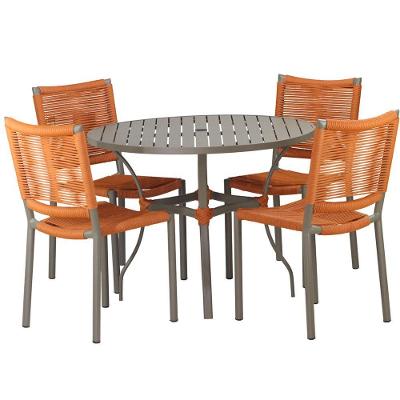Kit 4 Cadeiras e Mesa Tóquio Alumínio Corda Náutica Terracota Trama Original