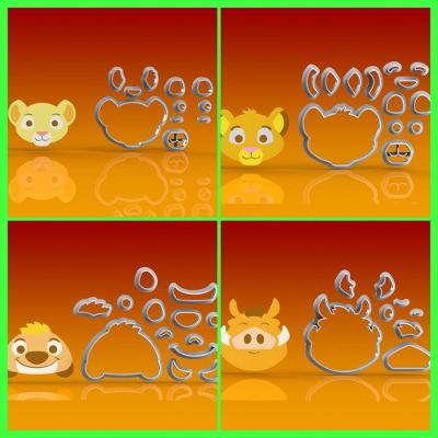 Cortador Kit Rei Leão Plástico PLA 8CM 4 Modelos HB Formas e Cortadores