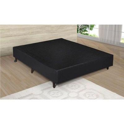 Cama Box Casal Base Simples Madeira Tecido Preto Colchão dos Sonhos