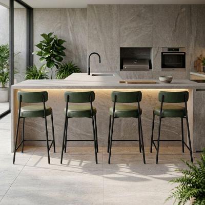 Kit 4 Banquetas Altas Londres PU com Encosto Industrial Verde D'Rossi