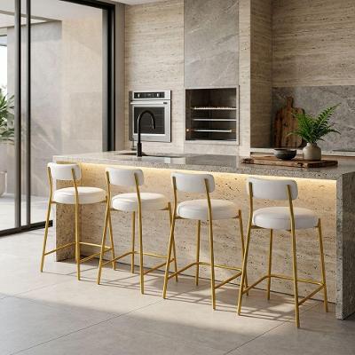 Kit 4 Banquetas Altas Londres PU com Encosto Industrial Branco D'Rossi