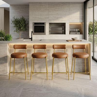 Kit 4 Banquetas Londres PU com Encosto Industrial Whisky D'Rossi