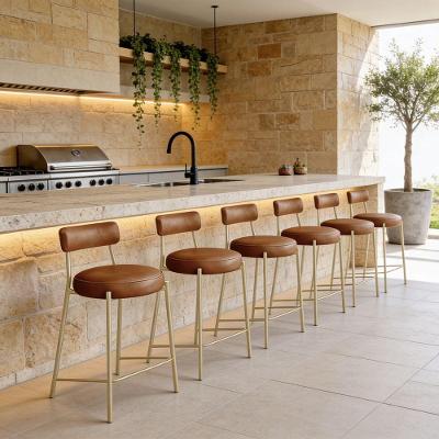 Kit 6 Banquetas Londres PU com Encosto Fixo 85cm Whisky D'Rossi
