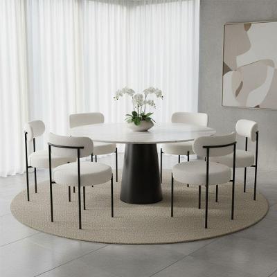 Kit 6 Cadeiras de Jantar Margara MDF Bouclê Off White D'Rossi