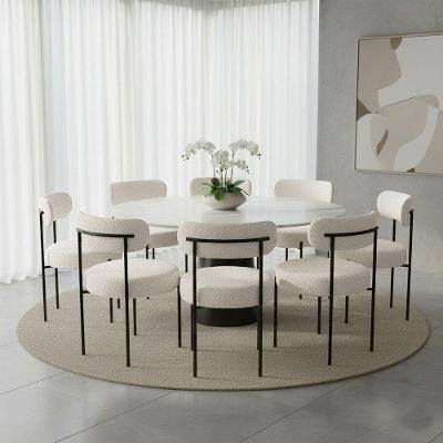 Kit 8 Cadeiras de Jantar Margara Estrutura em MDF Estofado em Bouclê Ted Off White D'Rossi