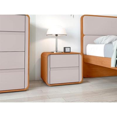Mesa de Cabeceira Loop 2 Gavetas MDF-MDP Moderno Amêndoa Móveis Lopas