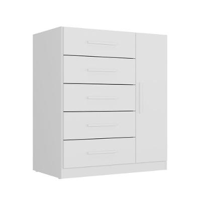 Cômoda Corais 5 Gavetas e 1 Porta MDP Puxador MDF Branco Loja Doce Lar