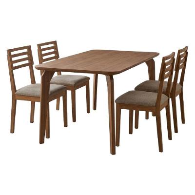 Mesa Papaia 4 Lugares MDF com Cadeiras Juparanã Estofadas Linho Bege Milani Movelaria